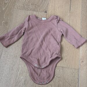 Colored Organics Long Sleeve Mauve Bodysuit Maren Waffle Knit Bodysuit